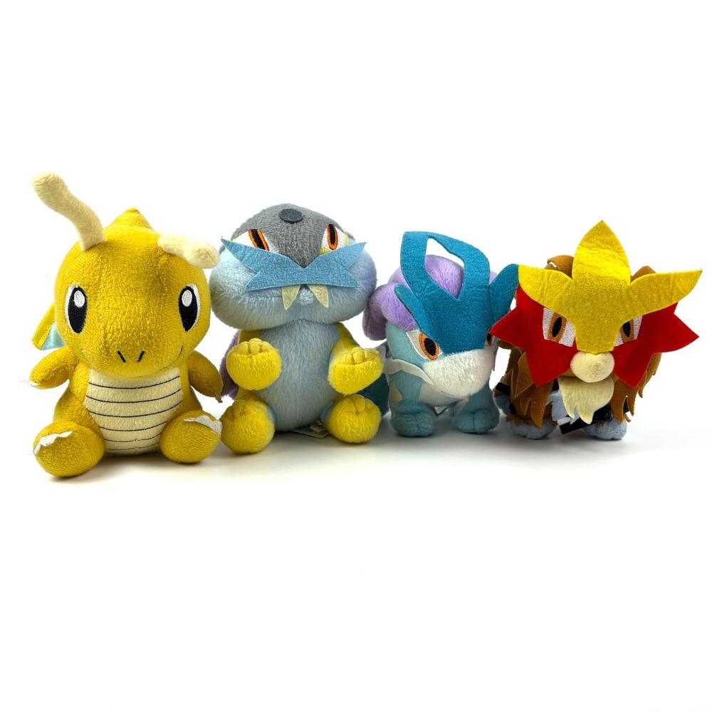 Lot of 4 Banpresto‎ Pokemon Plush Suicune Entei Dragonite Raikou 2010 Japan READ